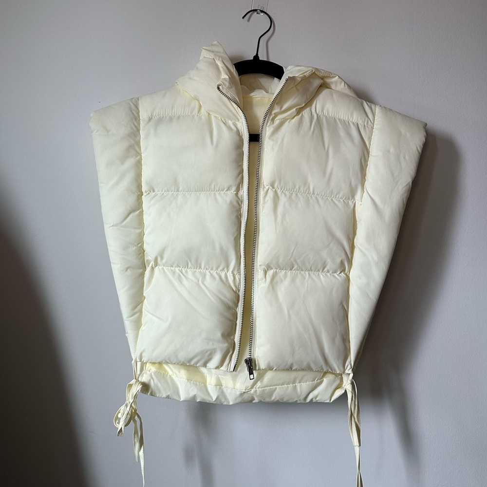 Zip-Up Drawstring Hooded Puffer Jacket - Vest
